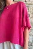 Conrad Box Cotton Knit Deep Raspberry